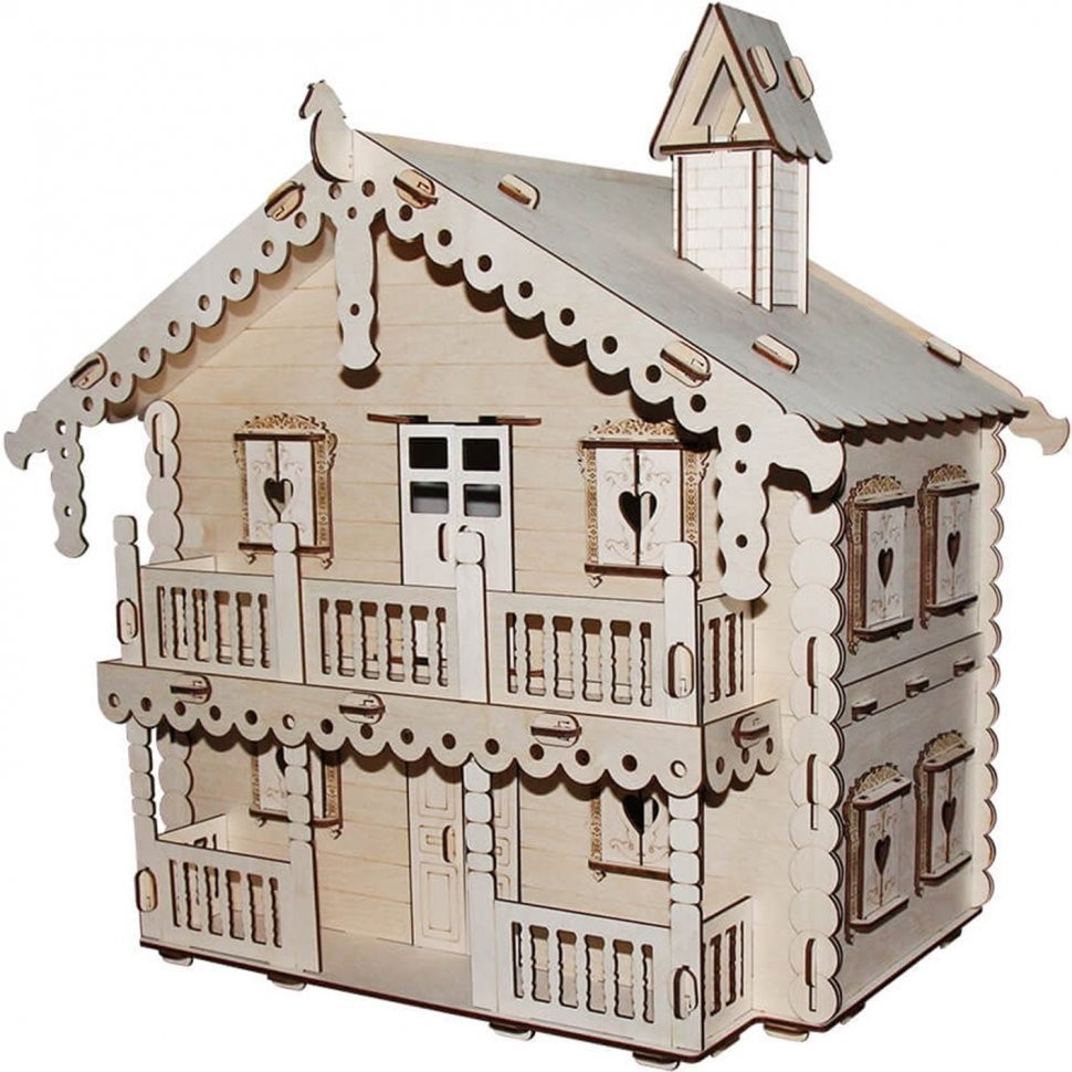 Деревянный кукольный домик серия "Я дизайнер" "Русский дом", конструктор, для кукол 12 см (PD218-08)