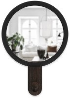 Зеркало-вешалка hub, 15х23х6 см, черное/орех (67648)