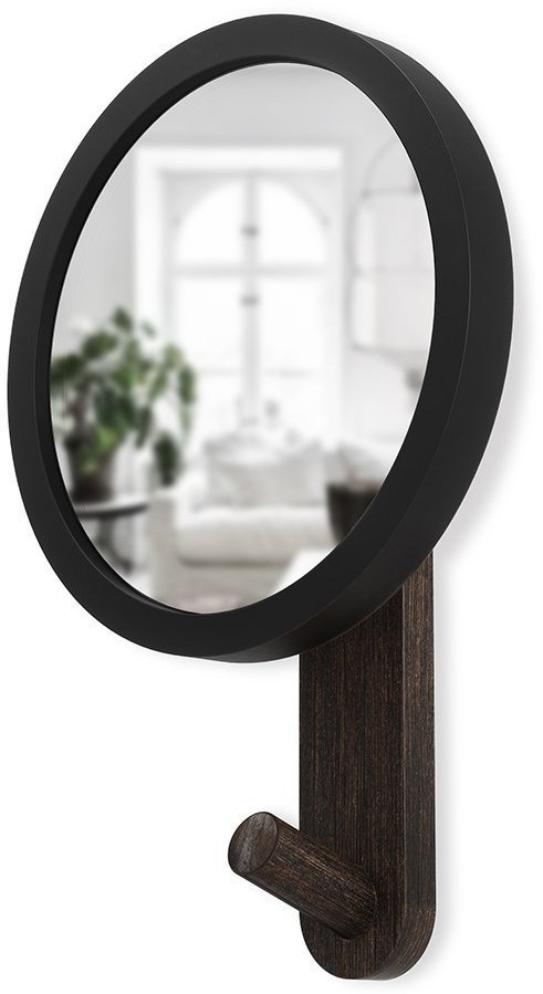 Зеркало-вешалка hub, 15х23х6 см, черное/орех (67648)