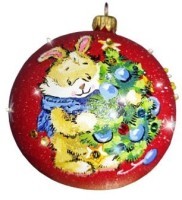 Картина Шар символ года новогодний кролик с кристаллами Swarovski (2608)