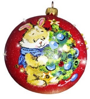 Картина Шар символ года новогодний кролик с кристаллами Swarovski (2608)