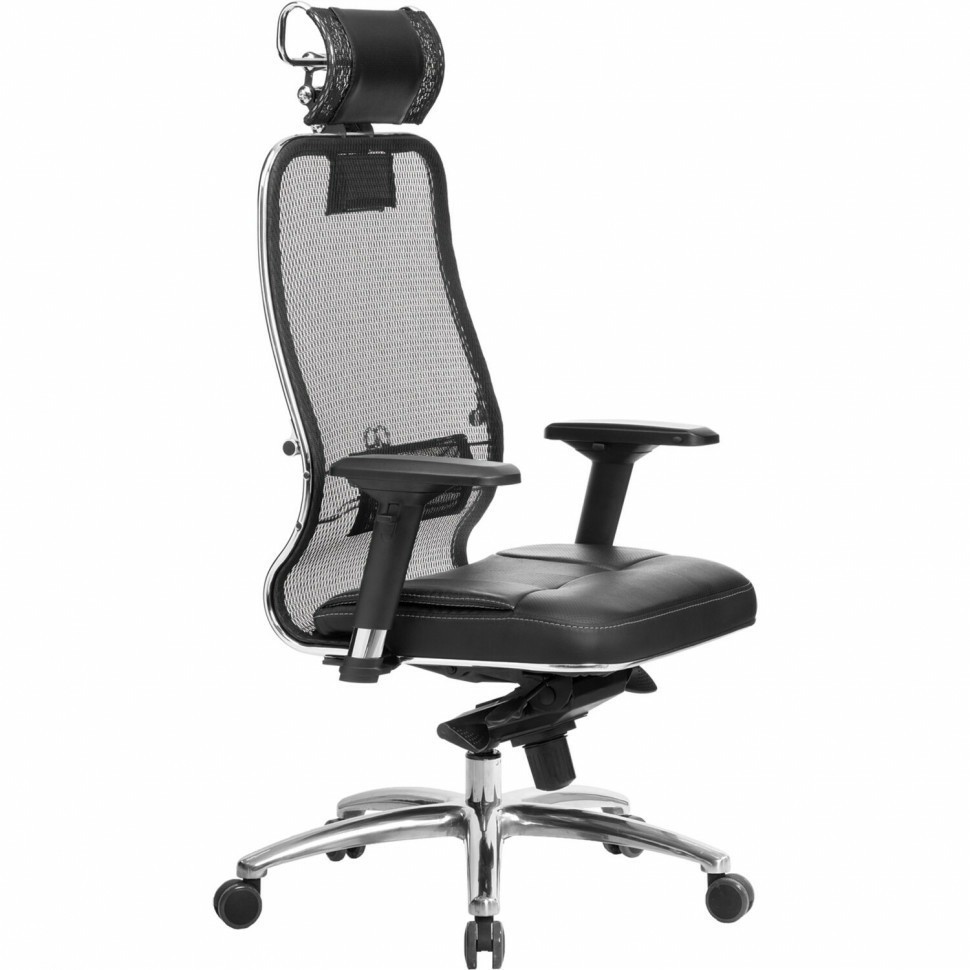 Кресло офисное Мetta "Samurai" SL-3.04 с подг. ткань-сетка/рециклированная кожа черное 531536 (90045)