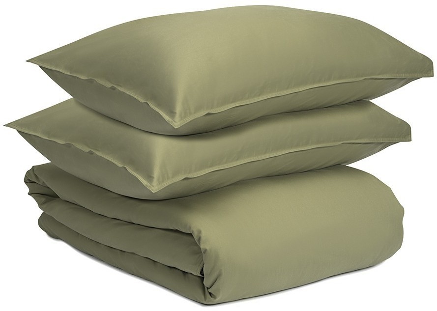 Комплект постельного белья из сатина цвета шалфея с брашинг-эффектом из коллекции essential, 150х200 см (76085)