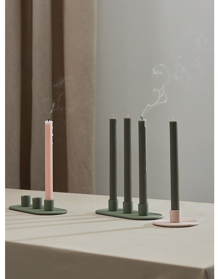 Набор из двух свечей цвета шалфея из коллекции edge, 24,5 см (77670)