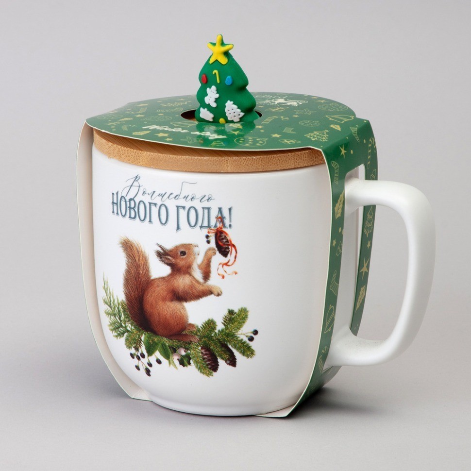 Кружка lefard winter story 390мл с бамбуковой крышкой мал.уп.=6шт (756-467)