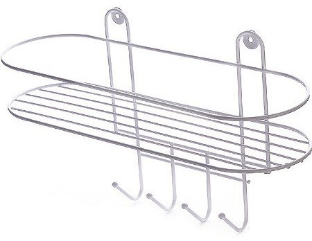 Полка в ванную 4 крючка овальная (34,5*12,5*21см) (АЛТ12К)