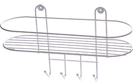 Полка в ванную 4 крючка овальная (34,5*12,5*21см) (АЛТ12К)