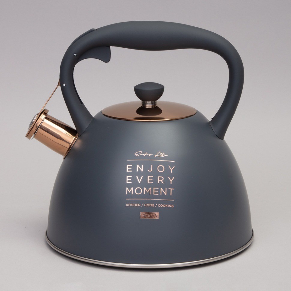 Чайник agness со свистком, 3,0 л термоаккумулирующее дно, индукция (914-156)