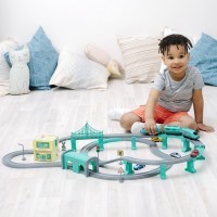 Железная дорога игрушка &quot;Мой город, 92 предмета&quot;, на батарейках со звуком (G201-004)