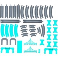 Железная дорога игрушка &quot;Мой город, 92 предмета&quot;, на батарейках со звуком (G201-004)