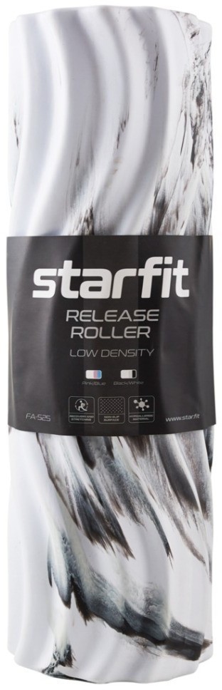 Ролик массажный STARFIT FA-525, EVA/PP, низкая жесткость, 45x14 cм, белый/черный (2103986)