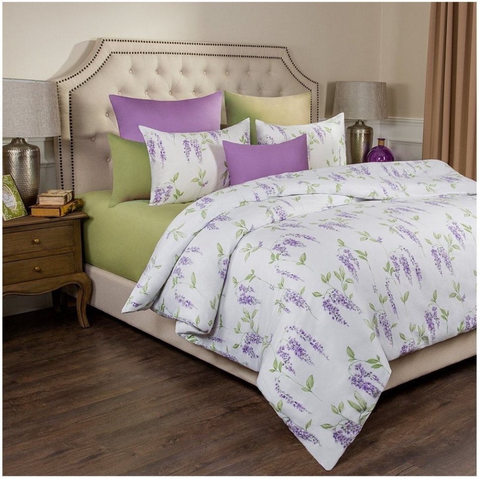 Кпб 2-х спальный "глициния" под 175*215 -1шт., пр 220*250  -1шт., нав 70*70-2шт, серый SANTALINO (984-730)