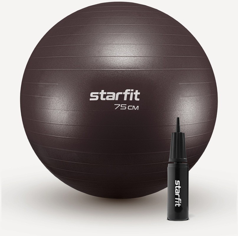 Фитбол STARFIT GB-111 антивзрыв, 1200 гр, с ручным насосом, кофейный, 75 см (2109134)