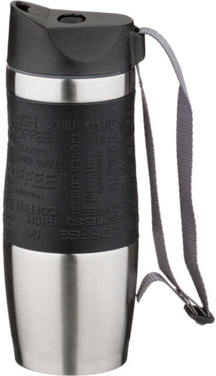 Термокружка agness 400 мл с кнопкой-стоппером, цвет: черный (709-037)