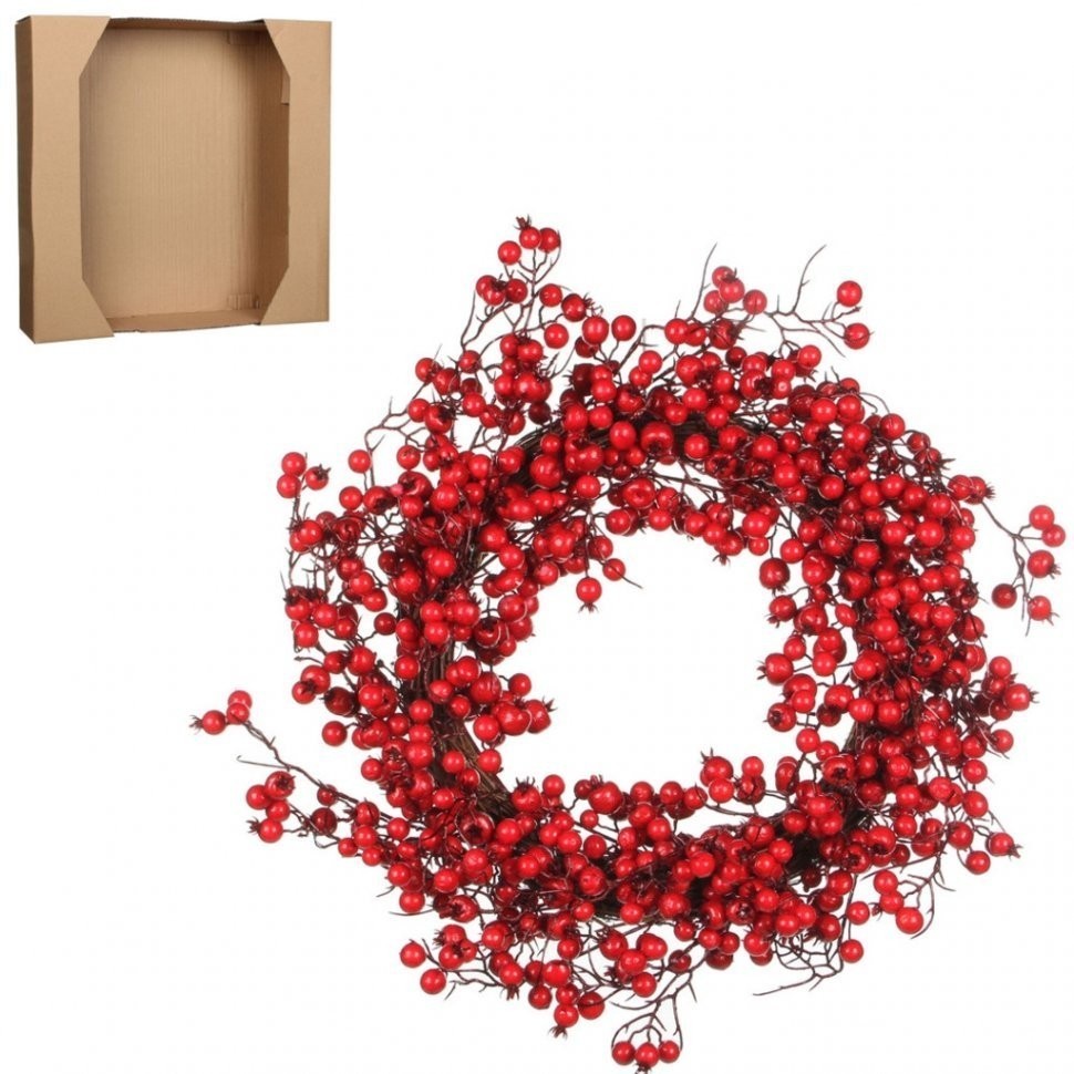 Венок из красных ягод 50см (84058)