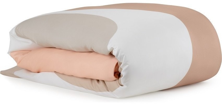 Комплект постельного белья из сатина бежевого цвета с авторским принтом из коллекции freak fruit, 200х220 см (70511)