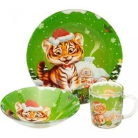 Набор для завтрака 3 предмета &quot;тигренок&quot; тарелка 18 см,салатник 16 см,кружка 200 мл Lefard (198-179)