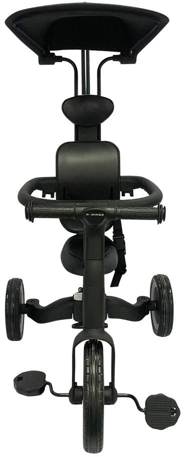 Детский беговел-велосипед 8в1 с крышей и ручкой, черный (TR010-BLACK)