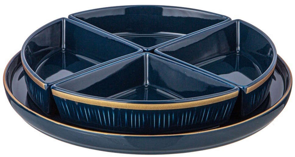 Менажница lefard "herbal" 4 секции на подставке синяя (42-493-1)