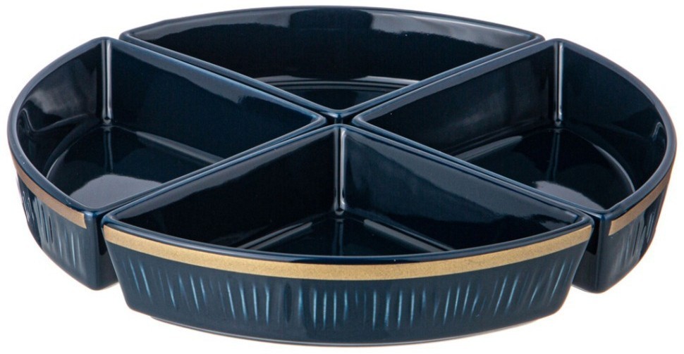 Менажница lefard "herbal" 4 секции на подставке синяя (42-493-1)