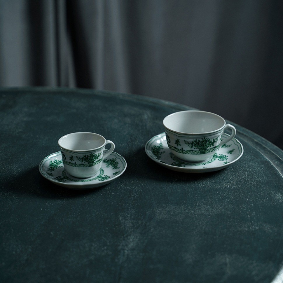 Чайная пара LANT032VD154020/LANT032VD155150СНЯТО, фарфор, white, green, LE COQ