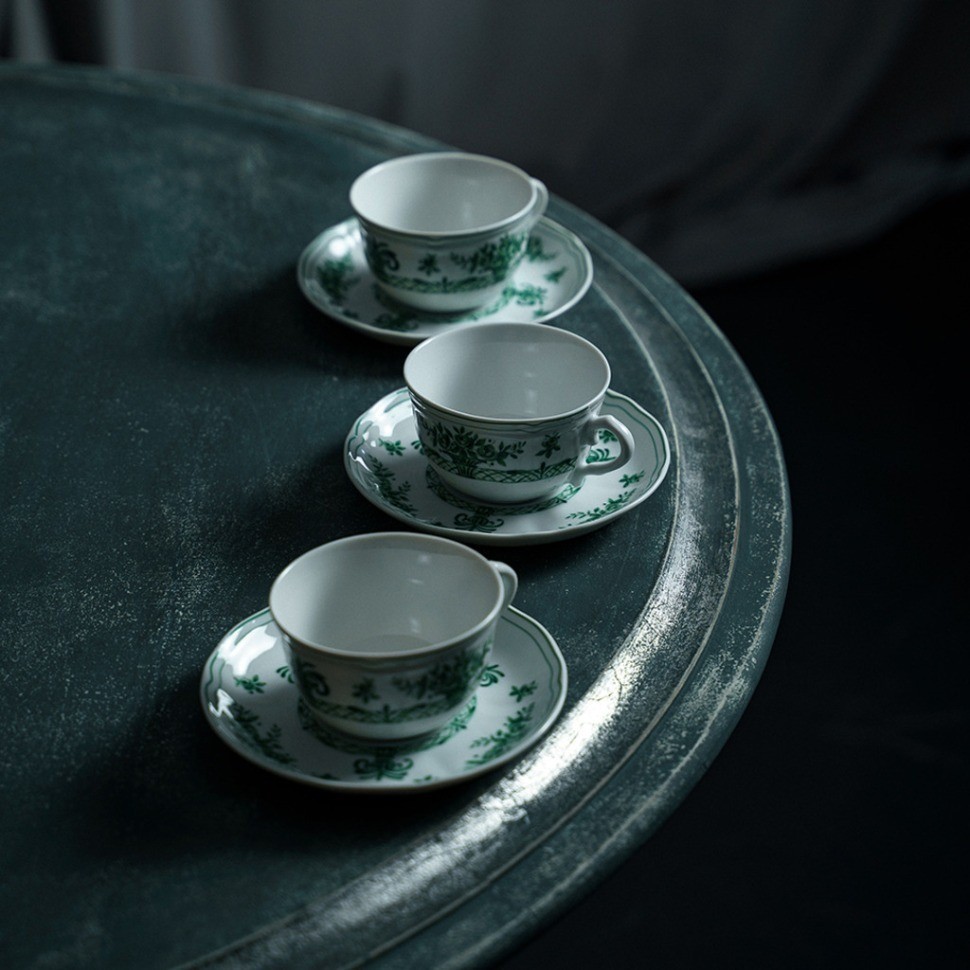 Чайная пара LANT032VD154020/LANT032VD155150СНЯТО, фарфор, white, green, LE COQ