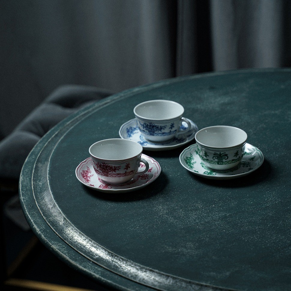 Чайная пара LANT032VD154020/LANT032VD155150СНЯТО, фарфор, white, green, LE COQ