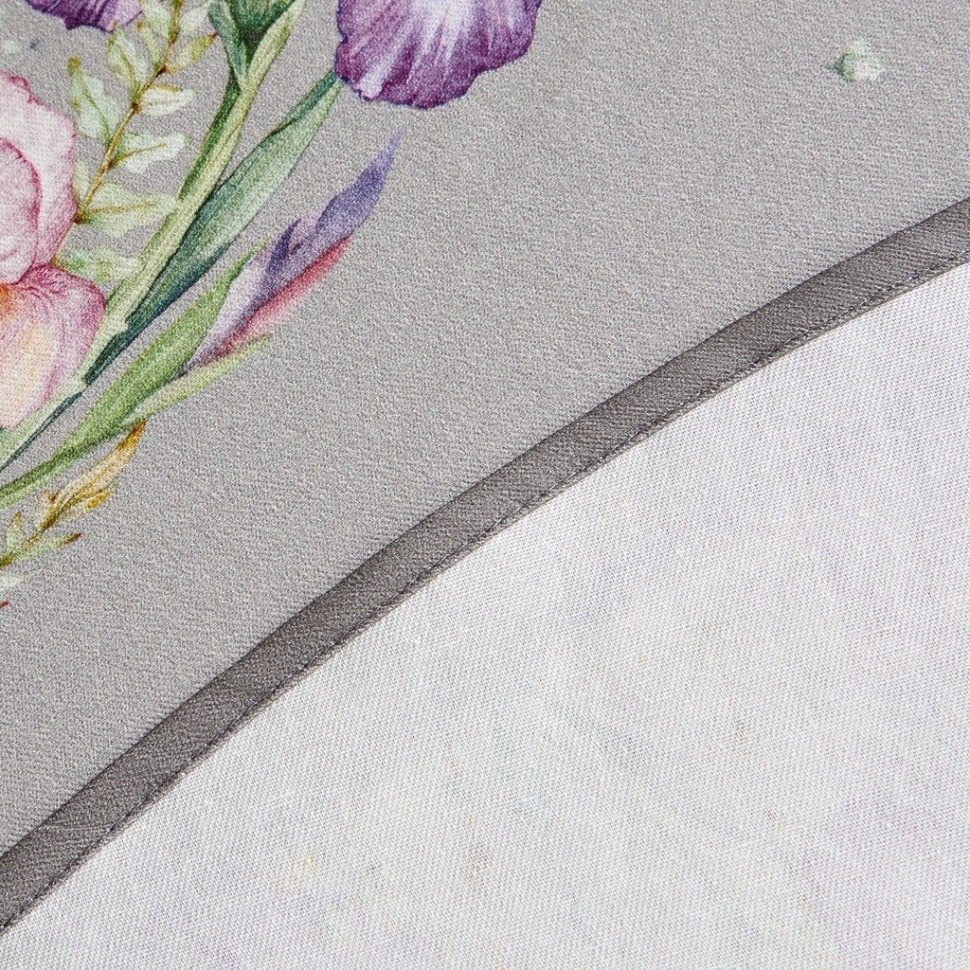 Скатерть круглая  " ирисы" 150см , серый ,100% хлопок ,твил, с пропиткой Lefard (850-755-23)