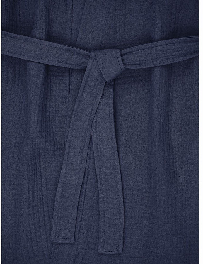 Халат из многослойного муслина темно-синего цвета из коллекции essential, размер l (75396)