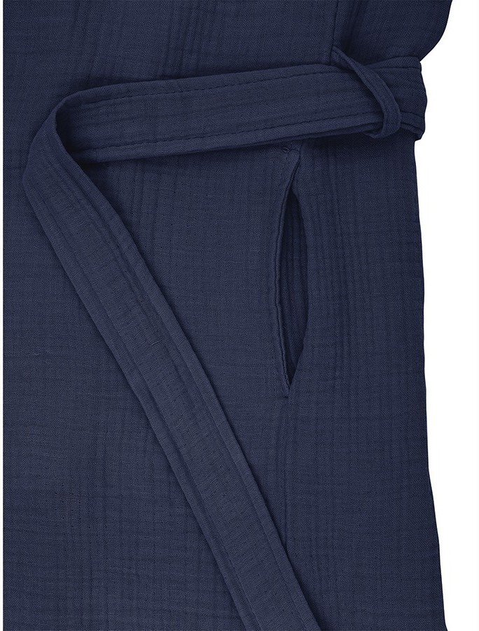 Халат из многослойного муслина темно-синего цвета из коллекции essential, размер l (75396)