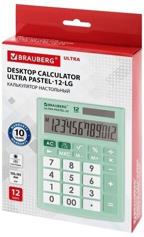 Калькулятор настольный Brauberg Ultra PASTEL-12-LG 12 разрядов 250504 (86045)