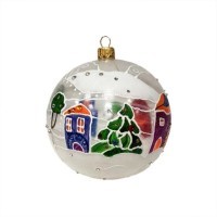 Новогодний шар Зимний городок с кристаллами Swarovski (2174)