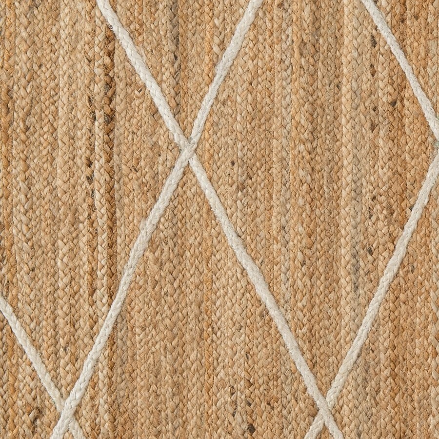 Ковер из джута бежевого цвета с геометрическим рисунком и с бахромой из коллекции ethnic, 120x180 см (73322)