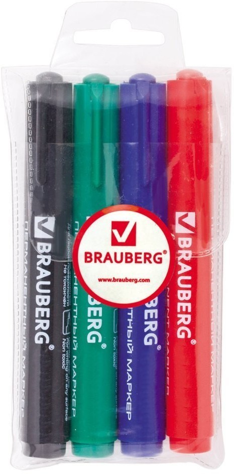 Маркеры перманентные Brauberg Classic 3 мм 4 цвета 150299 (4) (65680)
