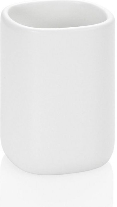 Andrea House Стакан для зубных щеток белая керамика и акация BA18223