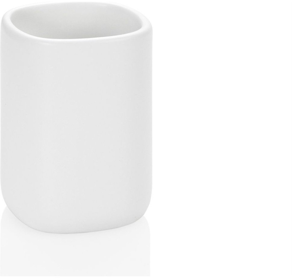 Andrea House Стакан для зубных щеток белая керамика и акация BA18223