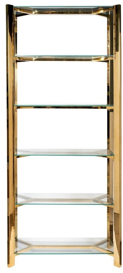 Стеллаж стекло прозр/золото 80*35*180см (TT-00011329)