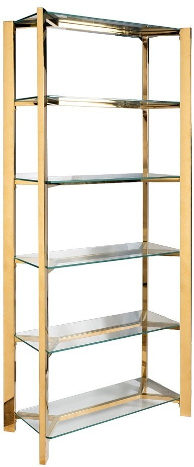 Стеллаж стекло прозр/золото 80*35*180см (TT-00011329)