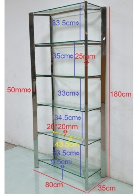 Стеллаж стекло прозр/золото 80*35*180см (TT-00011329)