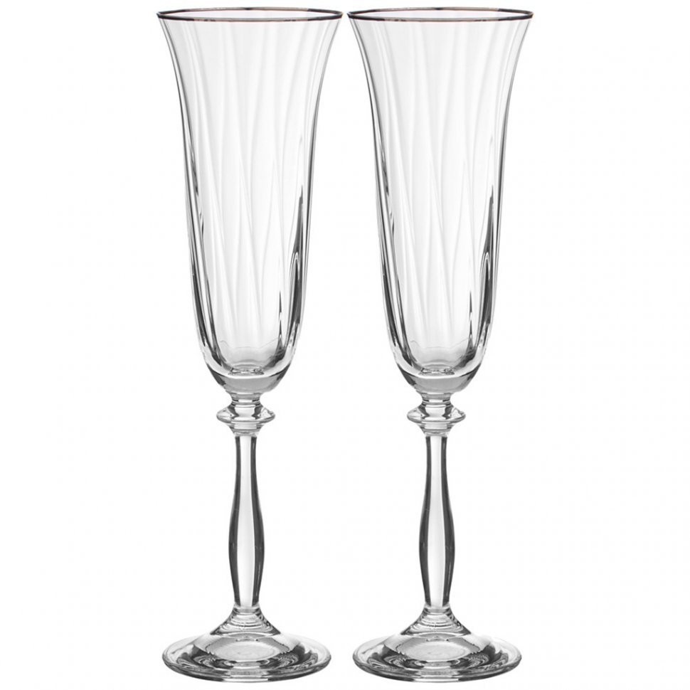 Набор бокалов для шампанского из 2 штук "анжела оптик" платина 190мл Bohemia Crystal (674-892)