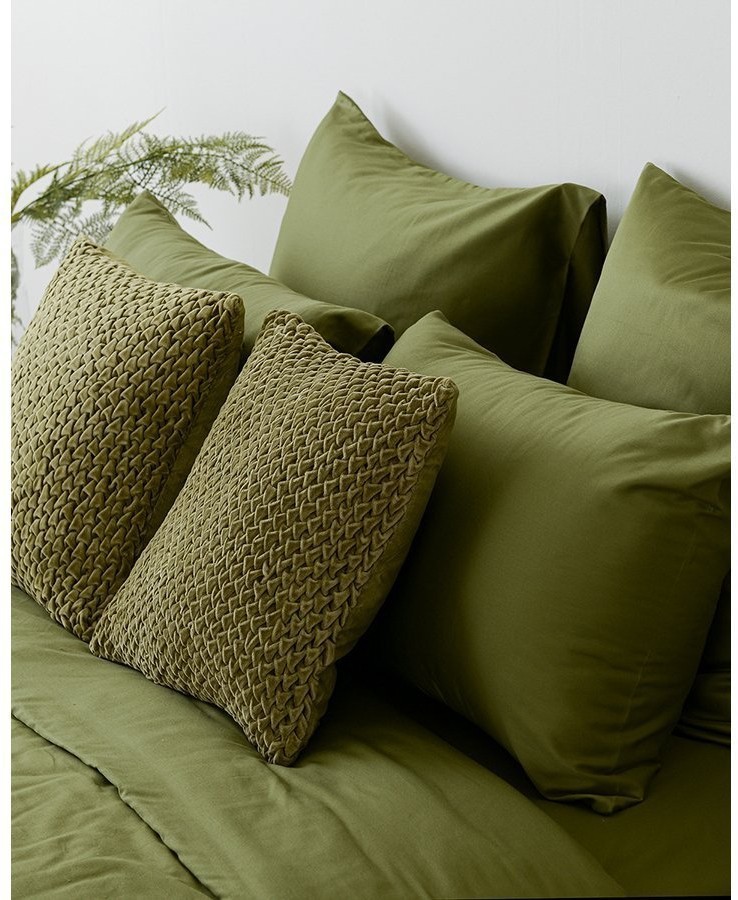 Комплект постельного белья из сатина оливкового цвета из коллекции wild, 150х200 см (68411)