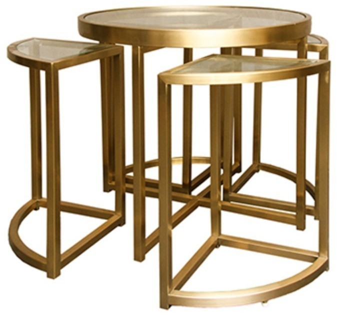 Стол приставной Z0149A/Z0150A31#A, 60, стекло, нержавеющая сталь, matte gold, ROOMERS FURNITURE
