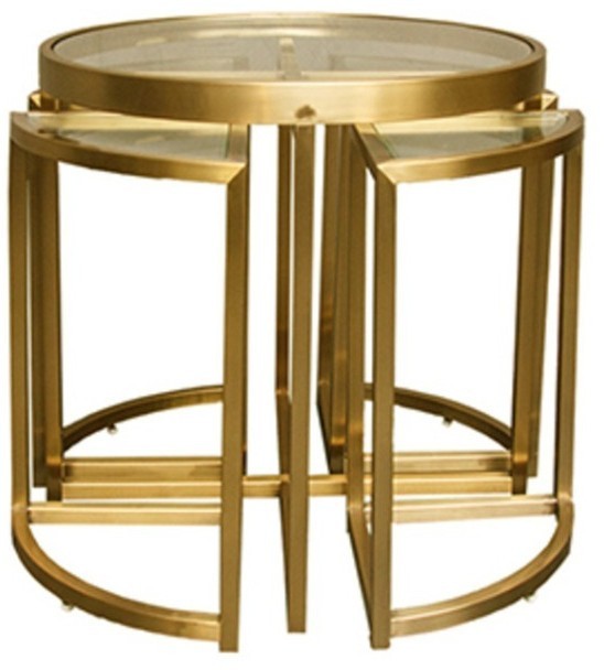 Стол приставной Z0149A/Z0150A31#A, 60, стекло, нержавеющая сталь, matte gold, ROOMERS FURNITURE