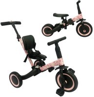 Детский беговел-велосипед 4в1 с родительской ручкой, розовый с рисунком (TR007-PINK-PAINT)