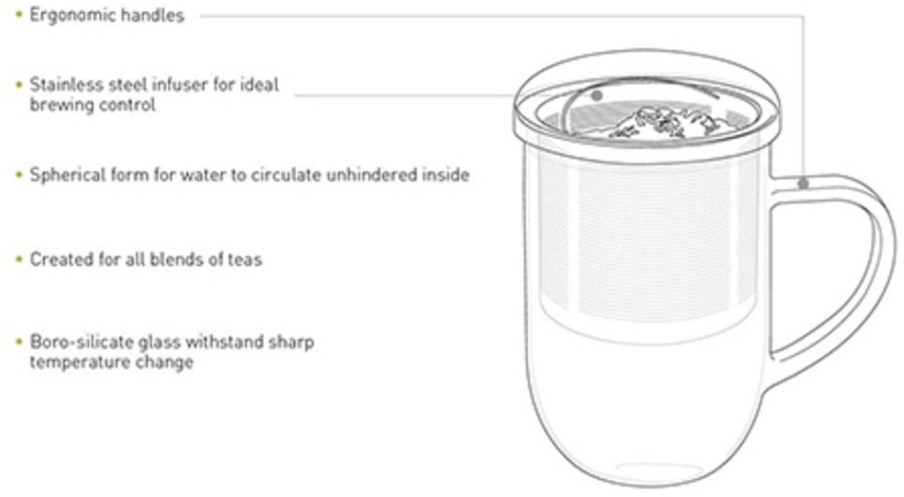 Кружка с ситечком C097-39A, стекло, нержавеющая сталь, clear, LOVERAMICS