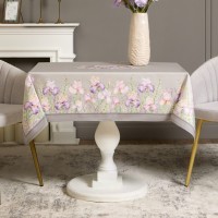 Скатерть ирисы 110х140см ,серый, 100% хлопок,твил пропитка Lefard (850-755-20)