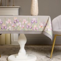 Скатерть ирисы 110х140см ,серый, 100% хлопок,твил пропитка Lefard (850-755-20)