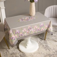 Скатерть ирисы 110х140см ,серый, 100% хлопок,твил пропитка Lefard (850-755-20)