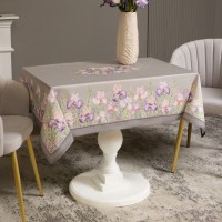 Скатерть ирисы 110х140см ,серый, 100% хлопок,твил пропитка Lefard (850-755-20)