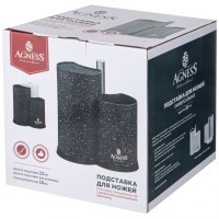 Подставка для ножей agness универсальная c держателем для полотенец, высота: 25*22*16см (911-751)